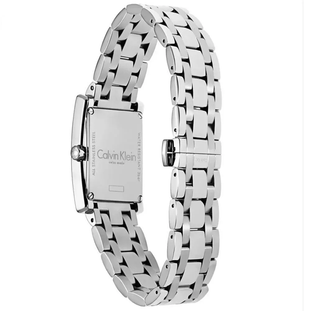NWT CALVIN KLEIN Swiss Quartz White Dial Stainless Steel Silver Women's Watch